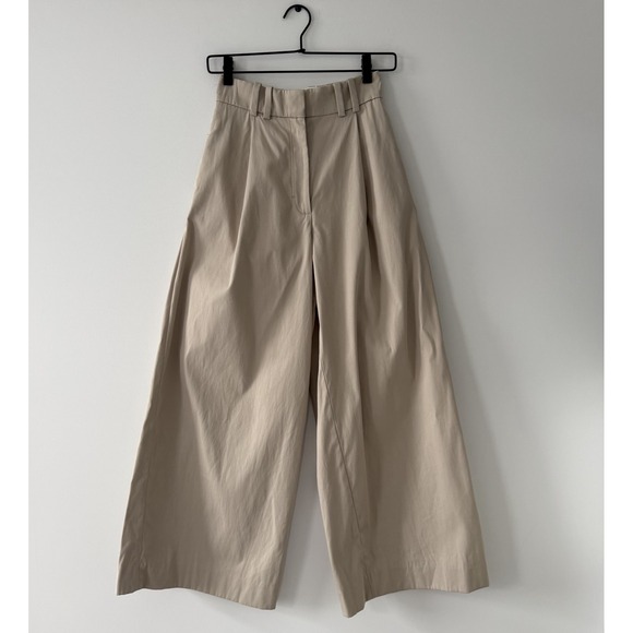 COS Pants - COS Pleated Wide Leg Pants Womens 2 26x28 Beige High Rise Cotton